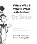 Who's who & what's what in the books of Dr. Seuss